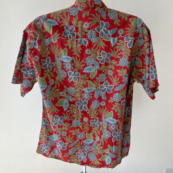 Tori Richard Honolulu Shirt Men Large Red Paisley Floral Hawaiian Beach Tropical - Picture 3 of 5